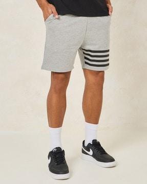 heathered regular fit knit shorts