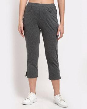 heathered relaxed fit capris