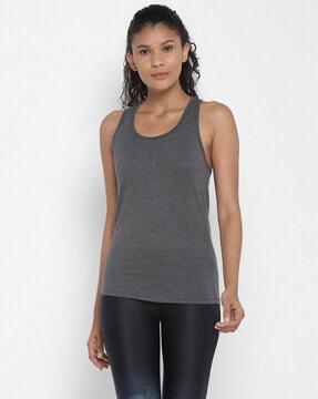 heathered round-neck cotton tank top