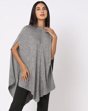 heathered round-neck poncho