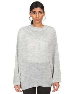 heathered round-neck pullover