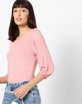 heathered round-neck top