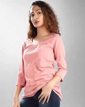 heathered round-neck top