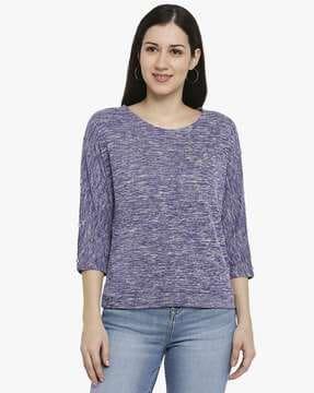 heathered round-neck top