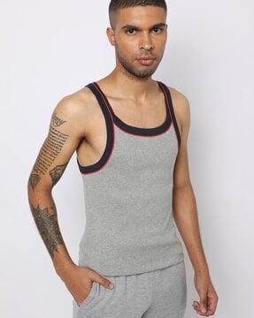 heathered round-neck vest