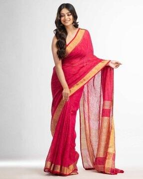 heathered saree with contrast border