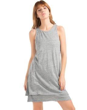 heathered sheath dress with layered hemline