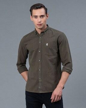 heathered shirt with button-down collar