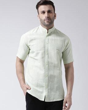 heathered shirt with curved hem