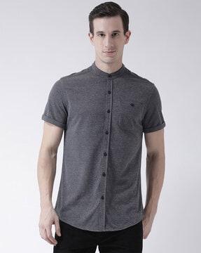 heathered shirt with patch pocket