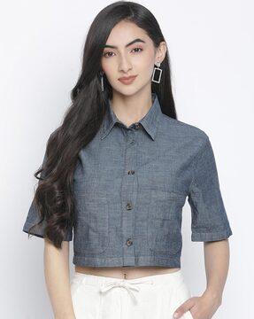 heathered shirt with patch pockets