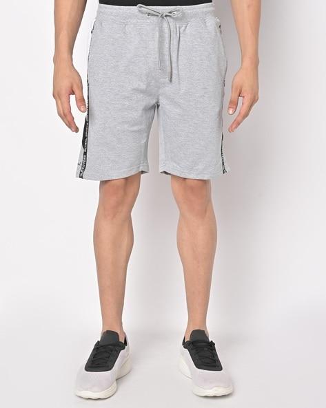 heathered shorts with contrast panel
