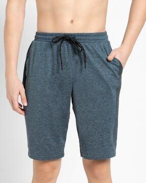 heathered shorts with drawstring waist