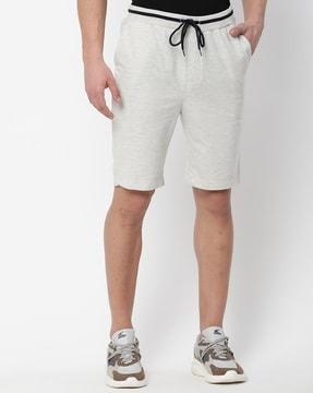 heathered shorts with drawstring waistline