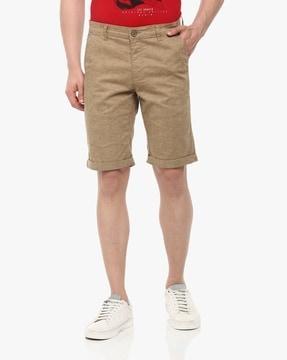 heathered shorts with upturned hems