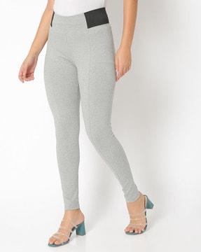 heathered skinny pants with elasticated panels