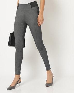 heathered skinny pants with elasticated panels