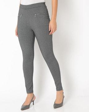 heathered skinny pants with zip pockets