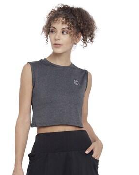 heathered sleeveless crop top