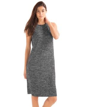 heathered sleeveless shift dress