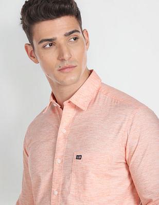 heathered slim fit casual shirt