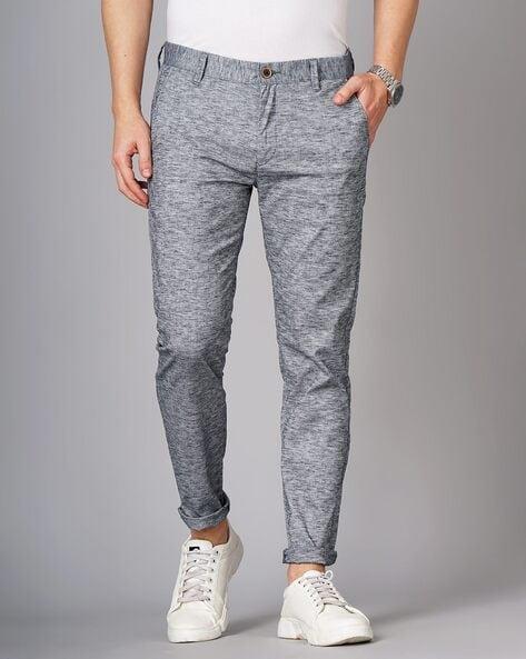 heathered slim fit flat-front chinos