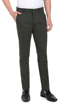 heathered slim fit flat-front pants