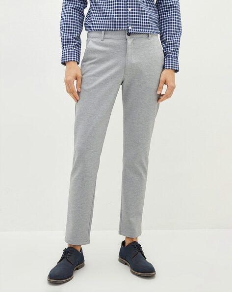 heathered slim fit flat-front trousers