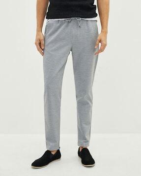 heathered slim fit flat-front trousers