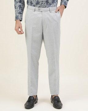 heathered slim fit flat-front trousers