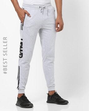 heathered slim fit joggers with typography