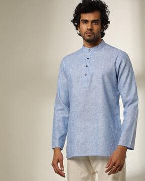 heathered slim fit shirt kurta