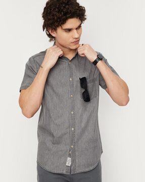 heathered slim fit shirt