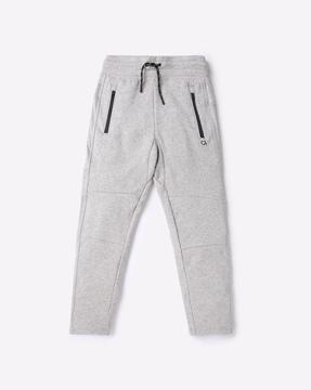 heathered slim fit track pants with elasticated waist