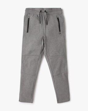 heathered slim fit track pants with zipper pockets