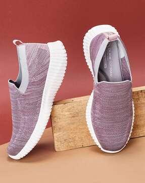 heathered slip-on running shoes