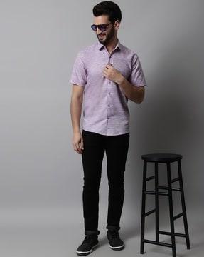 heathered spread-collar shirt