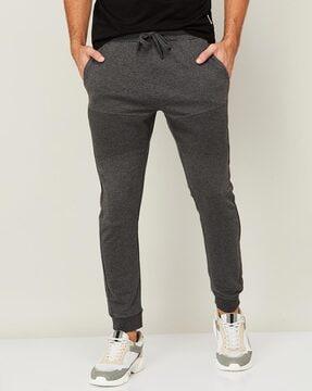 heathered straight track pant with expandable waist