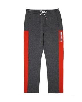 heathered straight track pants with contrast panels