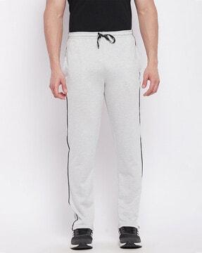 heathered straight track pants with insert pockets