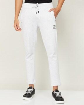 heathered straight trackpants with insert pockets