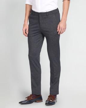 heathered super slim fit flat-front trousers