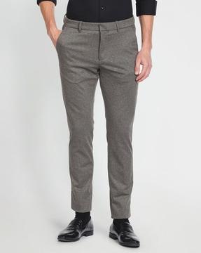 heathered super slim fit flat-front trousers