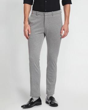 heathered super slim flat-front trousers