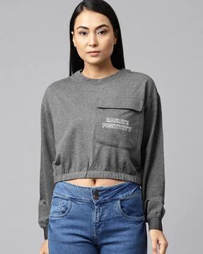 heathered sweatshirt with patch pocket