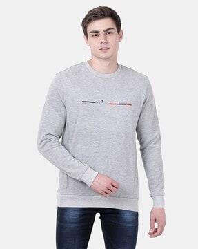 heathered sweatshirt with ribbed hem