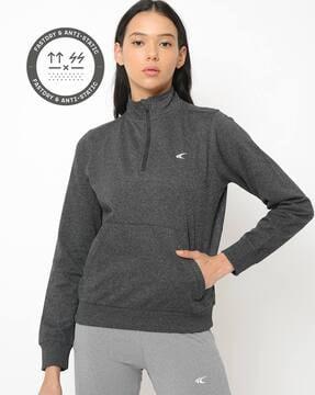 heathered sweatshirt with short zip-placket