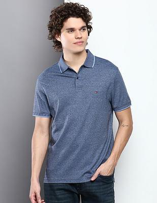heathered tipped collar slim fit polo shirt