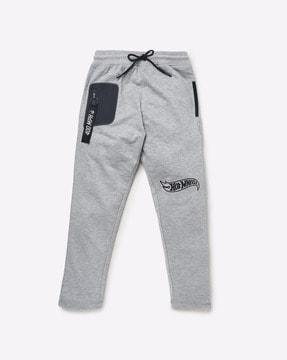 heathered track pants with brand print