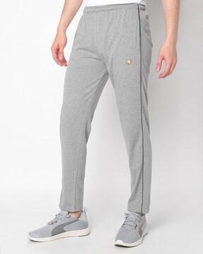 heathered track pants with contrast piping